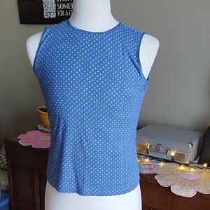 Christopher Banks Blue Polka Dot Sleeveless Top Size L
